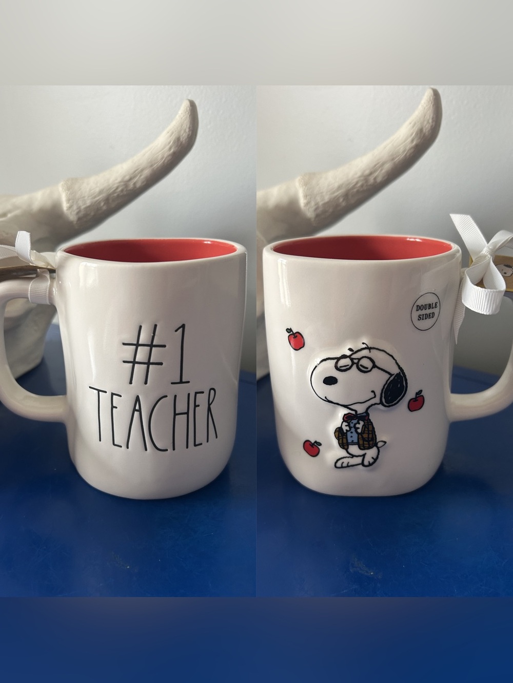 Rae Dunn Peanuts Snoopy #1 Teacher Double Sided Mug